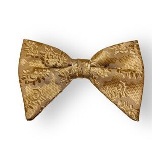 Vintage Jumbo Butterfly Bowtie Clip On Royal‎ Rust Resistant Gold Yellow